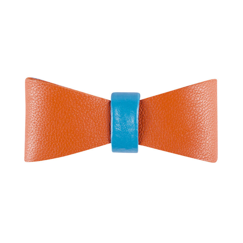 POISEPUP Cute Handmade Genuine Soft Full Grain Leather Dog Bow Tie - Orange | Blue