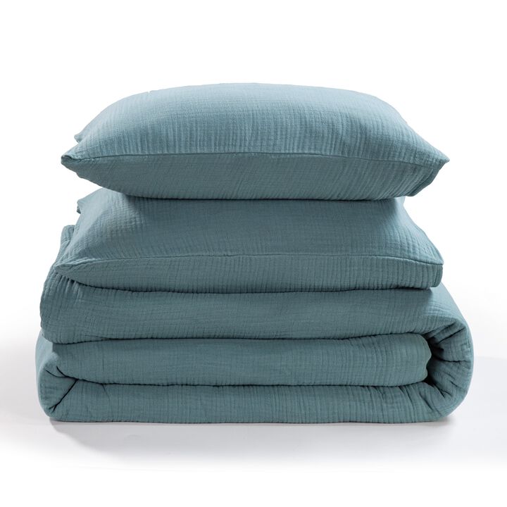 Cotton Voile Blue King Comforter Set