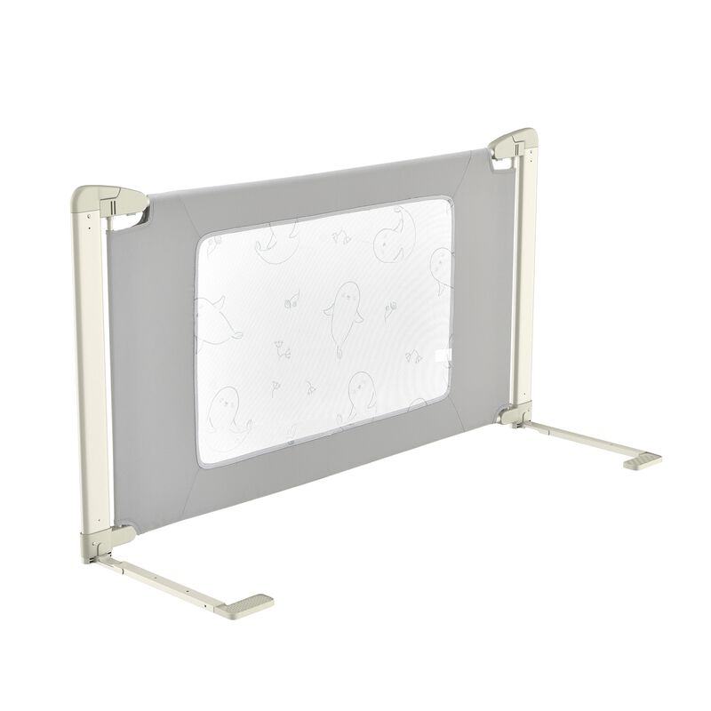 Toddler Bed Rail Guard with Adjustable Height and Secure Safety Lock for Bed-Grey image number 0