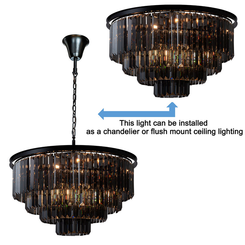Modern 4-Tier Round Crystal Fringe Chandelier image number 5