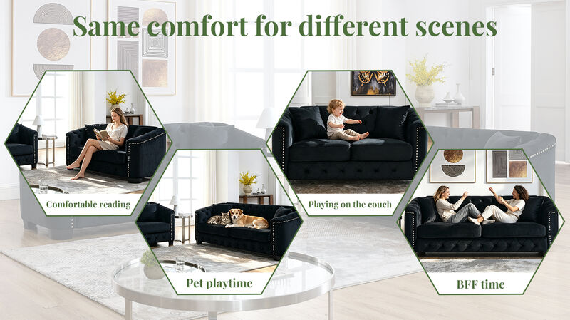 Nudmel Velvet Chelsfield Sofa Set image number 5