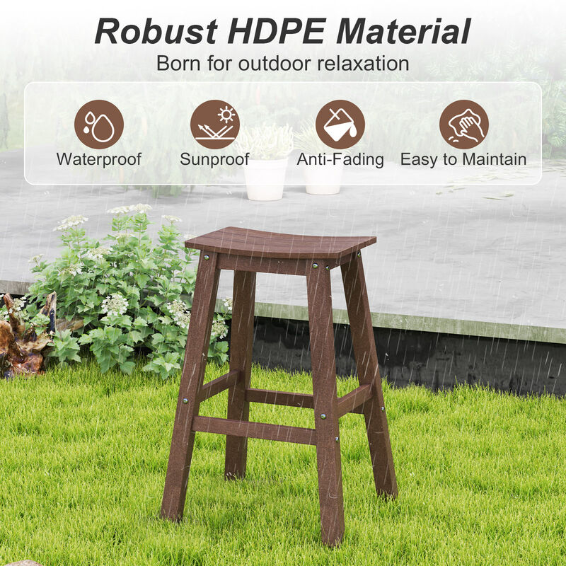 HDPE Armless Patio Bar Stools Set – Saddle Seat Outdoor Counter Chairs