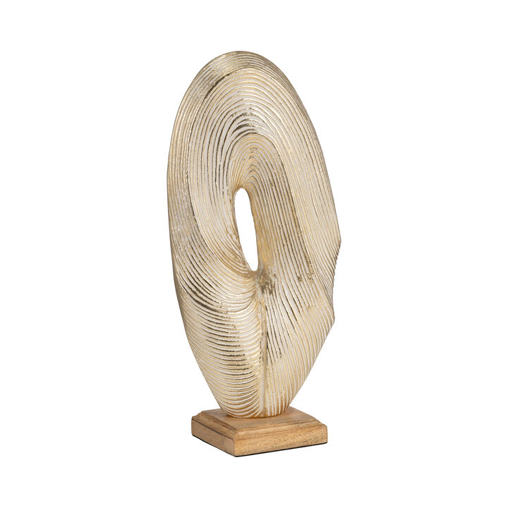 Metal, 17" Oval Table Top Deco, Gold