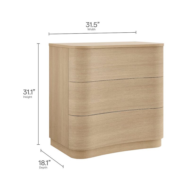 Mirae 3-Drawer Curved Compact Dresser image number 1