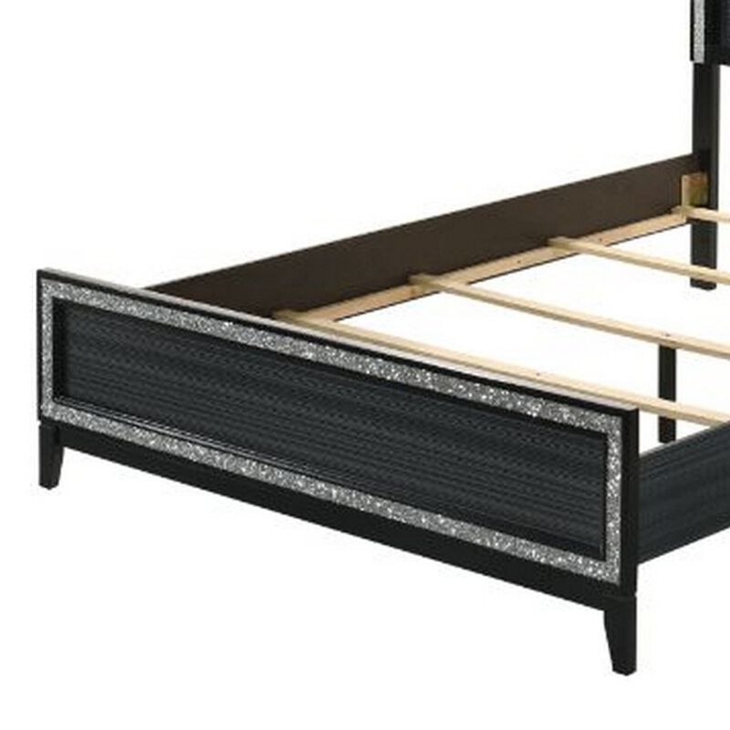 Queen Size Bedroom Set, Black Finish, 2-Piece Set with Bed and Nightstand image number 4