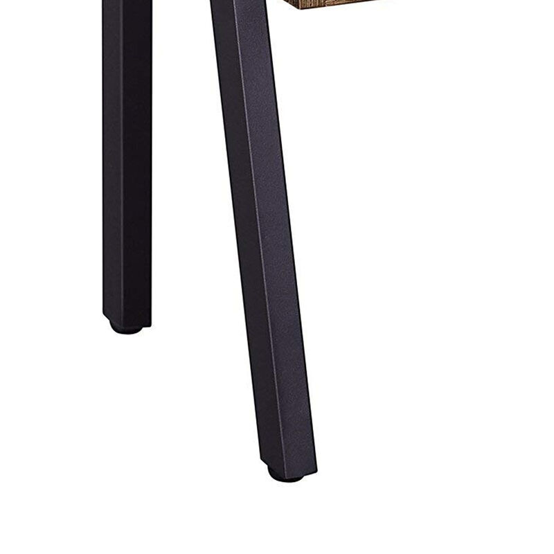 Wooden Stackable End Table with Inverted Iron Legs and Storage Compartment, Brown and Black image number 3