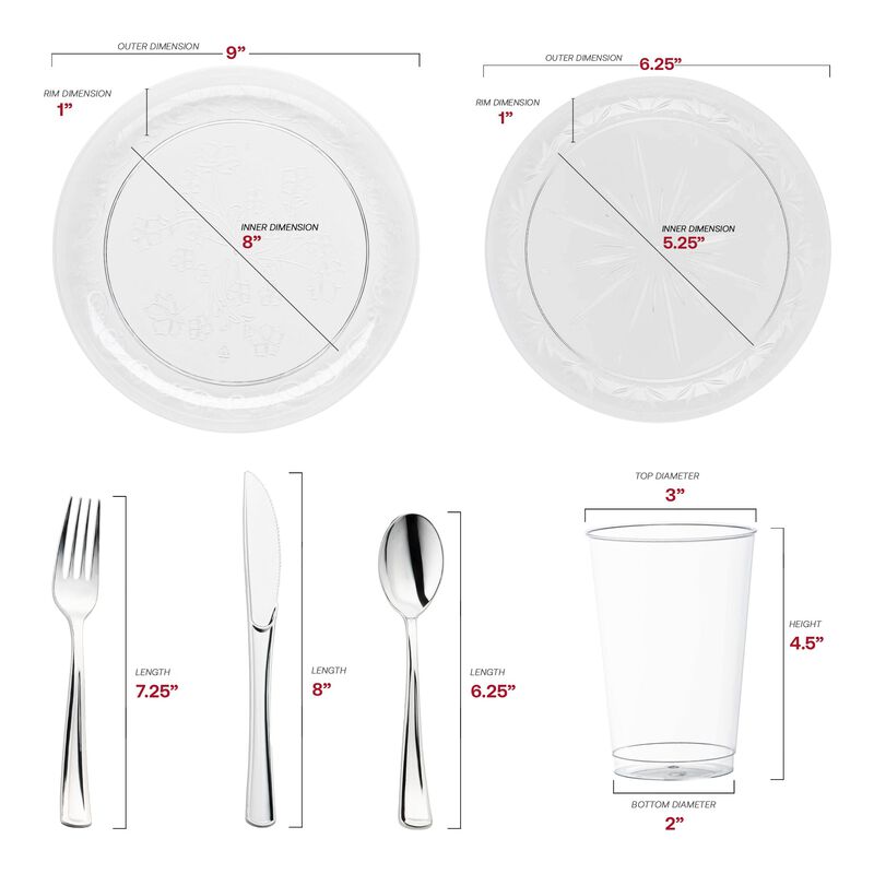 Clear Floral Round Plastic Wedding Value Set (120 Sets) image number 2