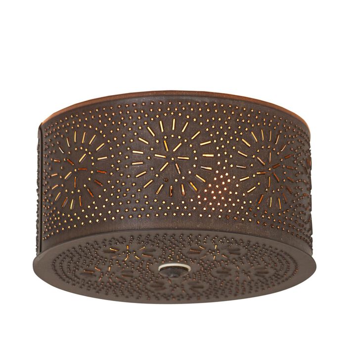 Irvin's Tinware 2-Light Flush Mount Ceiling Light In Kettle Black, 12 Diameter