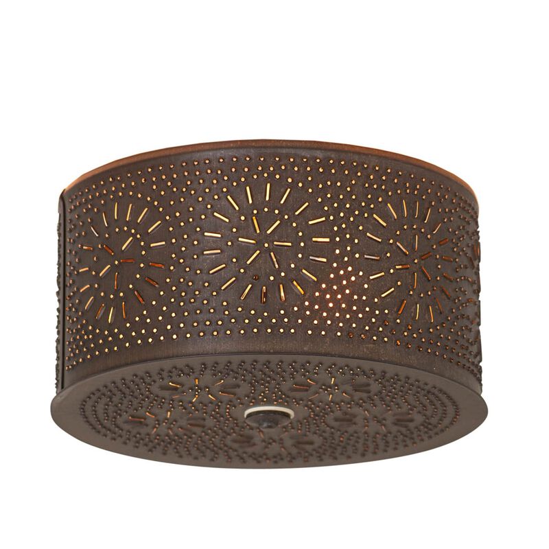 Irvin's Tinware 2-Light Flush Mount Ceiling Light In Kettle Black, 12 Diameter image number 0