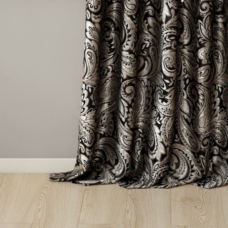 Gracie Mills Thornton Jacquard Curtain Panel Pair - 50x108" image number 3