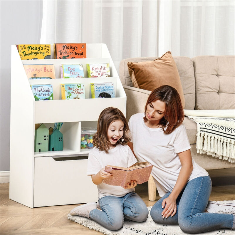 Kids Storage Cabinet with Bookshelf for Toys and Books Organization