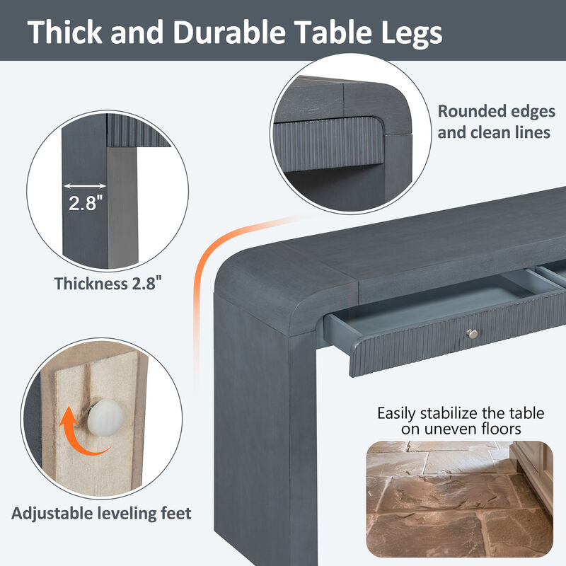 Merax Rustic Console Table with Fluted Drawer Front