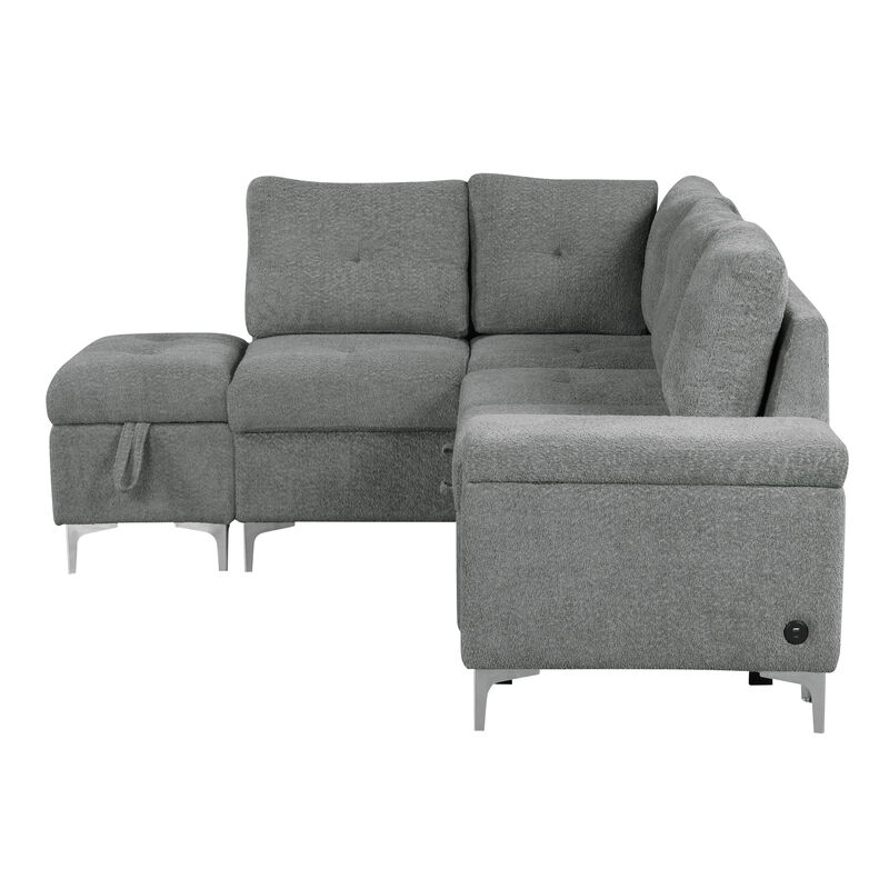 Merax Merax L-shaped Sofa with 2 Cup Holders and 2 USB Ports image number 5