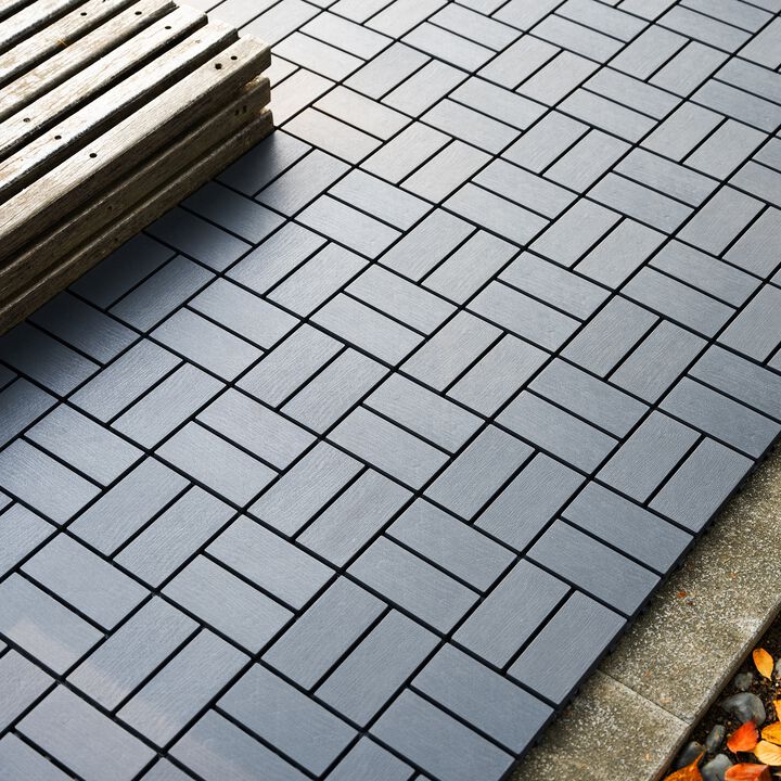 Plastic Interlocking Deck Tiles, 44 Pack 12"x12" Waterproof Patio Flooring for Outdoor and Indoor