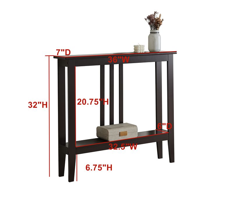 Kings Brand Furniture Balfour Console Table – Durable Wood, Windsurfer Finish, Smooth Top & Lower Shelf