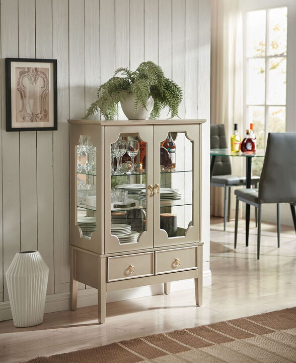 Kings Brand Furniture - Curio Accent Storage Cabinet with Doors, Glass Shelves & Drawers - Sideboard Buffet Display Cabinet for Living Room Dining Room Kitchen