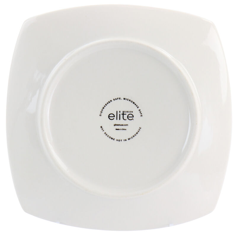 Gibson Elite Soho Lounge 16 Piece Square Fine Ceramic Dinnerware Set in White