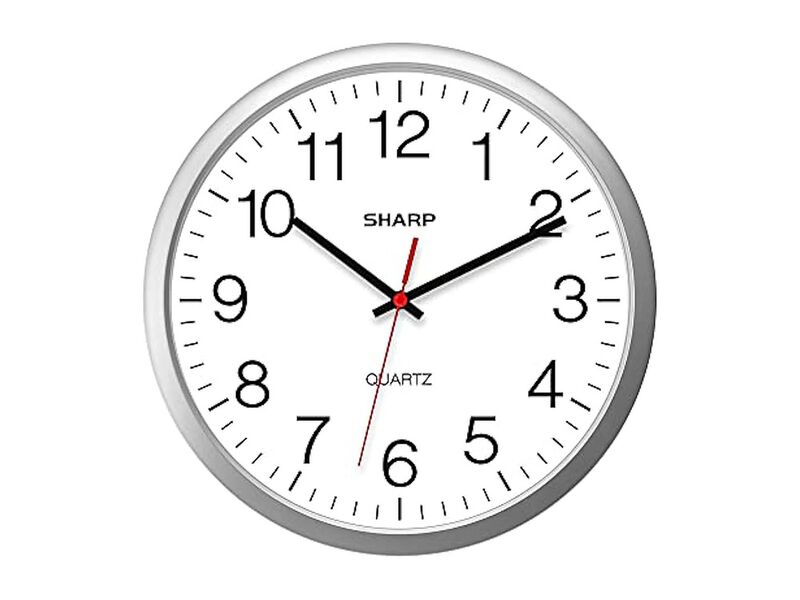Sharp Silver Sweep Wall Clock 14 Inch Silent Non Ticking Easy Read Kitchen Decor image number 0