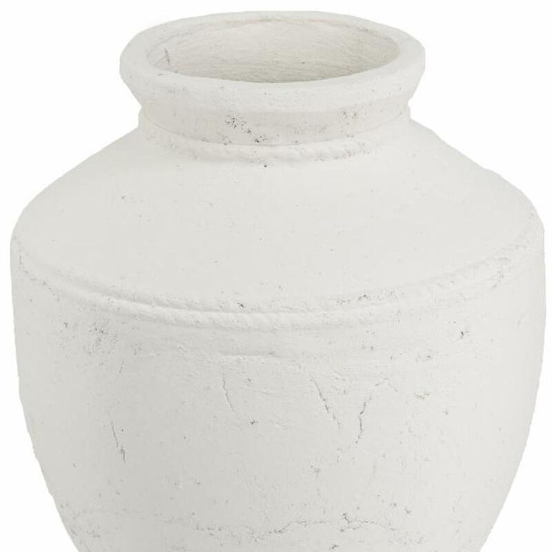 HomeRoots 14" White Terracotta Round Jug Vase image number 2