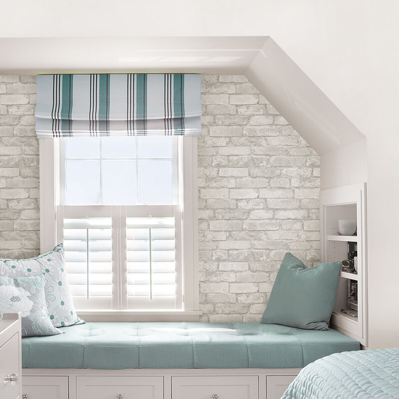 Buchanan Off White Brick Peel & Stick Wallpaper image number 2