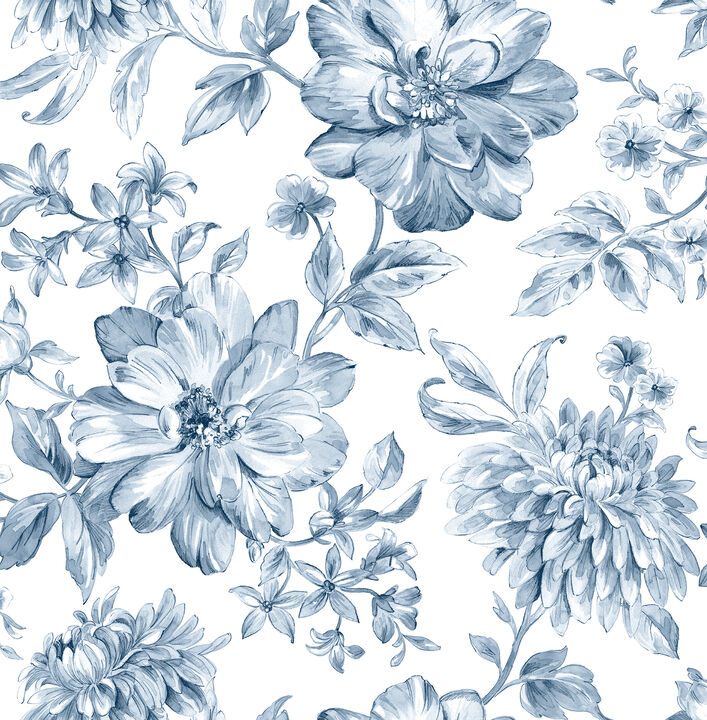 Gabriela Blue Floral Wallpaper
