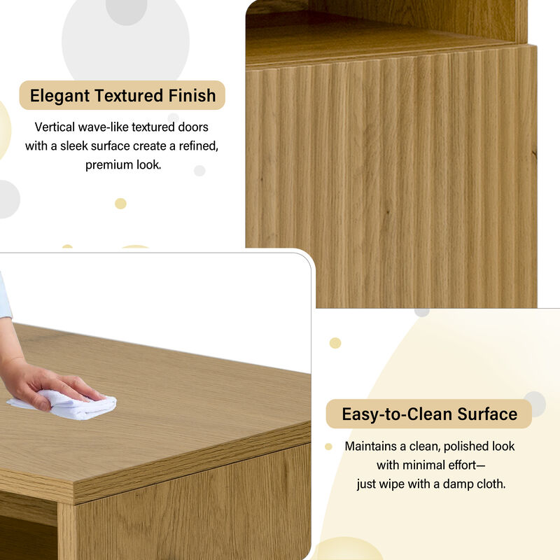 Shoe Bench, 2 Doors and 3-Tier Adjustable Shelves image number 5