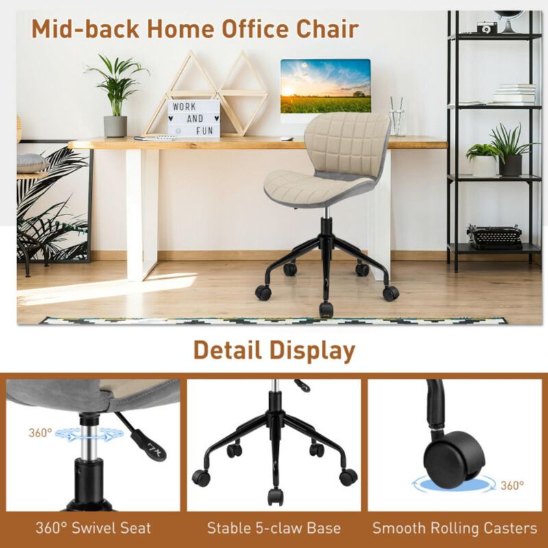 Hivvago Mid Back Height Adjustable Swivel Office Chair with PU Leather