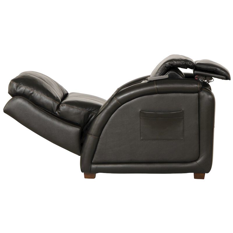 Catnapper Reliever Leather Power Lay Flat Recliner with Power Adjustable Headrest