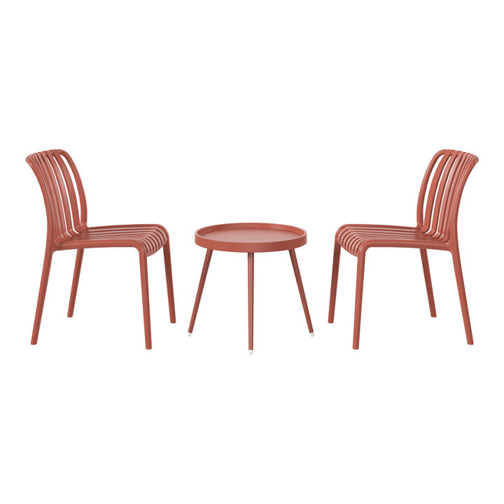WestinTrends 3-Piece Outdoor Patio Bistro Balcony Furniture Set With Stackable Chairs