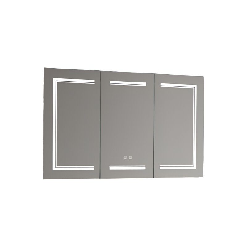 Modern Bathroom Wall Cabinet with Three-Color LED Light and Dual Power Plugs