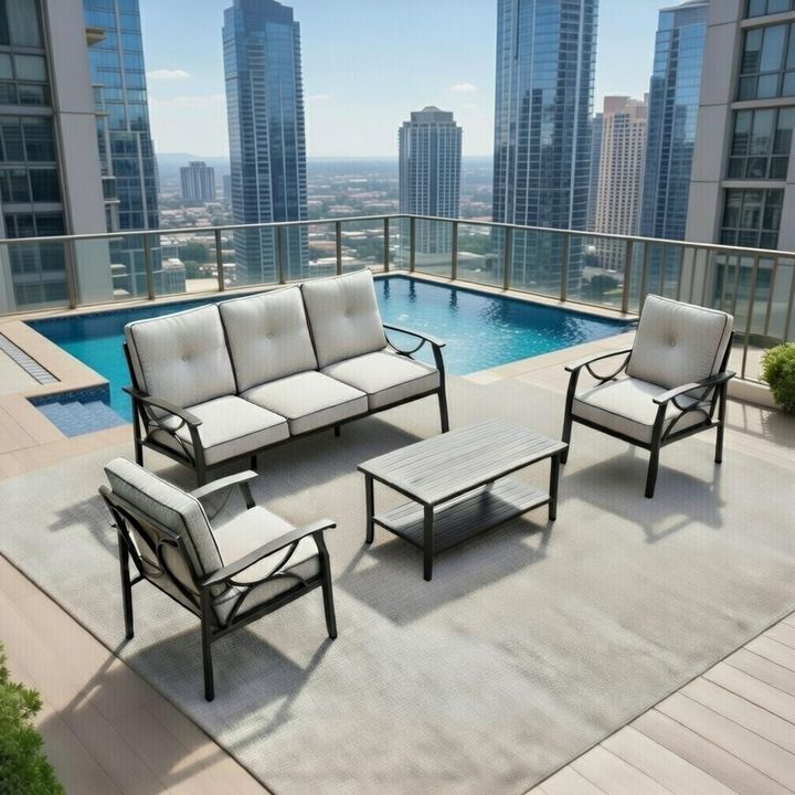 Tobuf 4-Piece Metal Patio Furniture Set