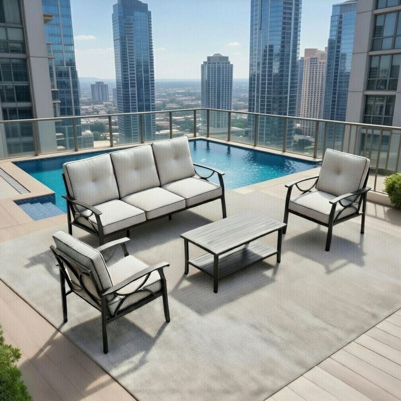 Tobuf 4-Piece Metal Patio Furniture Set image number 1