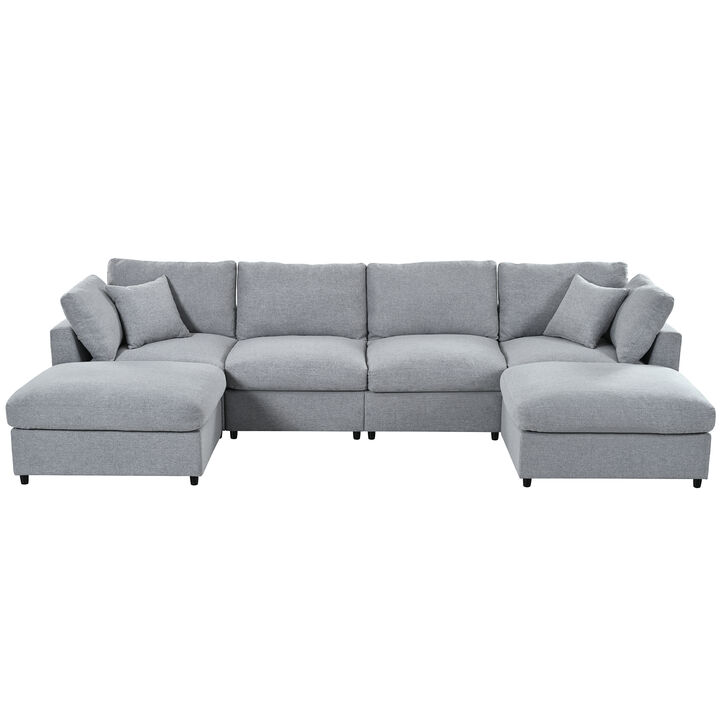 Spudmo 128" Large U-Shaped Sectional Sofa