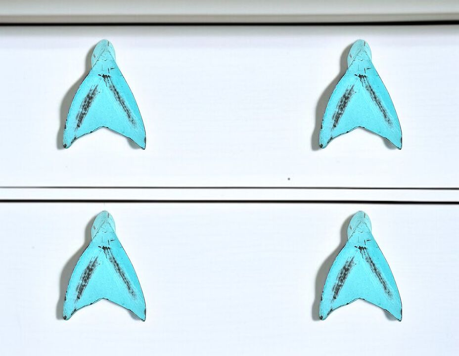 HomeRoots Set of Six Aqua Novelty Knob Metal Drawer Pull Knobs