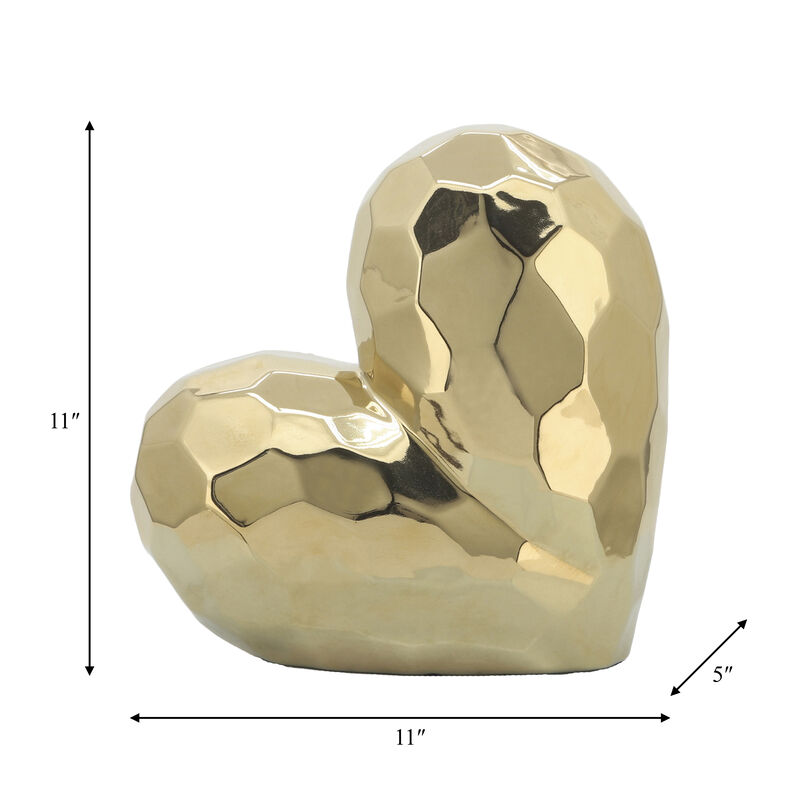 Gold Ceramic Heart Sculpture