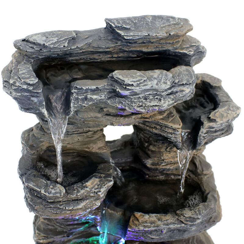 Sunnydaze Five Stream Polyresin Indoor Fountain with Color LEDs - 13.5 in