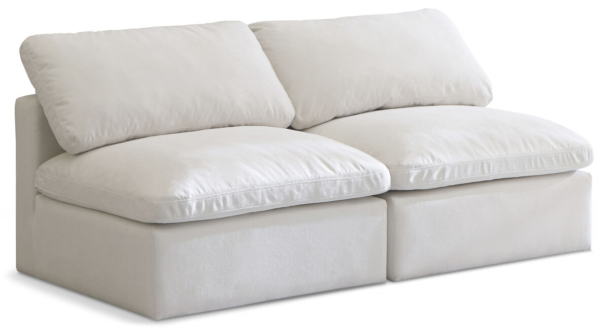 Meridian Furniture Plush Cream Velvet Standard Comfort Modular Sofa