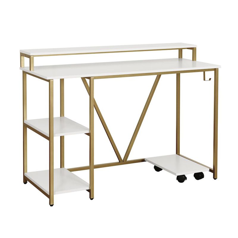Techni Mobili Industrial Writing Desk, Gold