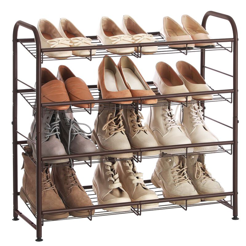 BreeBe Bronze 4-Tier Shoe Rack Storage Organizer image number 7