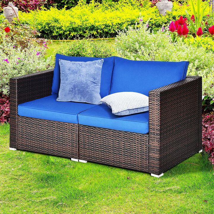 Mondawe 2 Pieces Patio Rattan Sectional Conversation Sofa Set