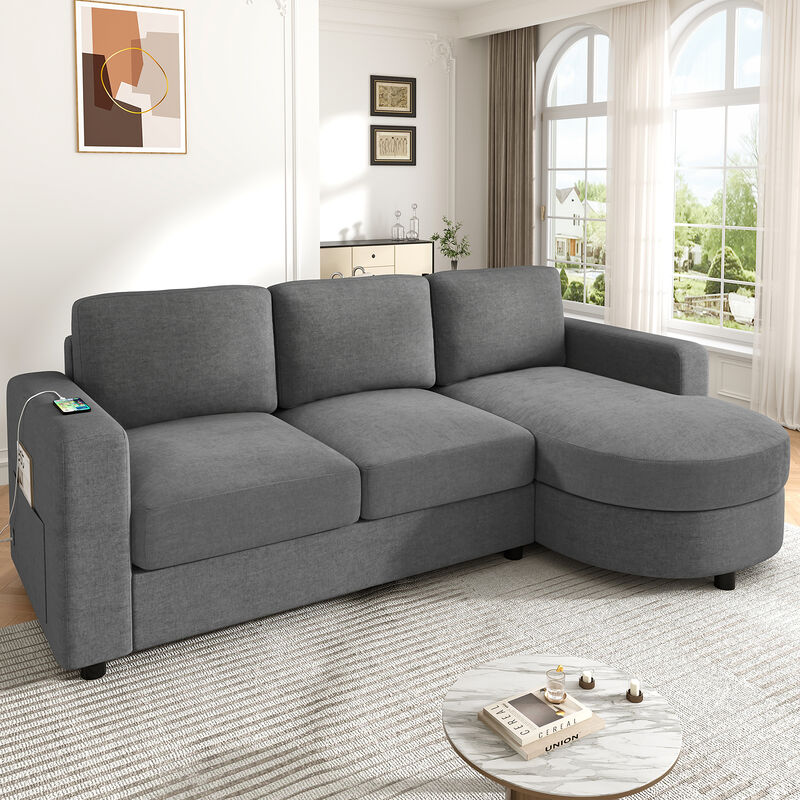 Merax Modern Sectional Sofa  L-shaped Sofa Couch with a Curved Chaise Lounge