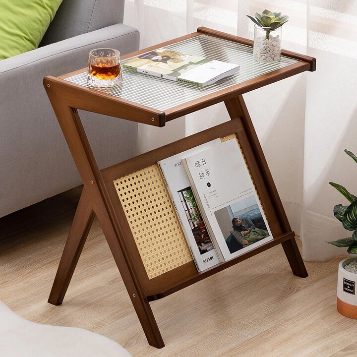 Geswek Rattan Nightstand Side Table