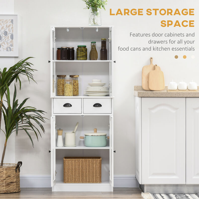 Kitchen Pantry, 4-tier Storage Cabinet with Soft Close Doors, Adjustable Shelves