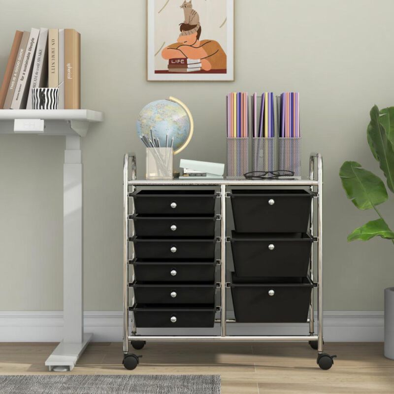Hivvago 9-Drawer Rolling Storage Cart with Colorful Drawers and Metal Frame