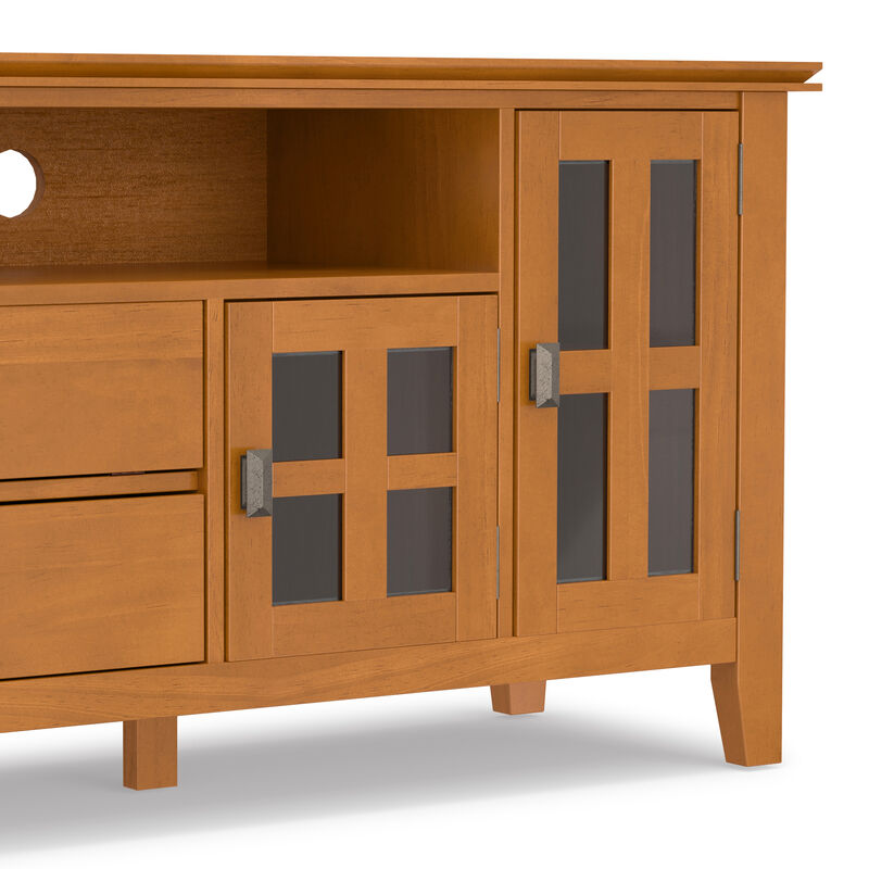 Artisan SOLID WOOD 72 inch Wide Transitional TV Media Stand in Honey Brown For TVs up to 80 inches