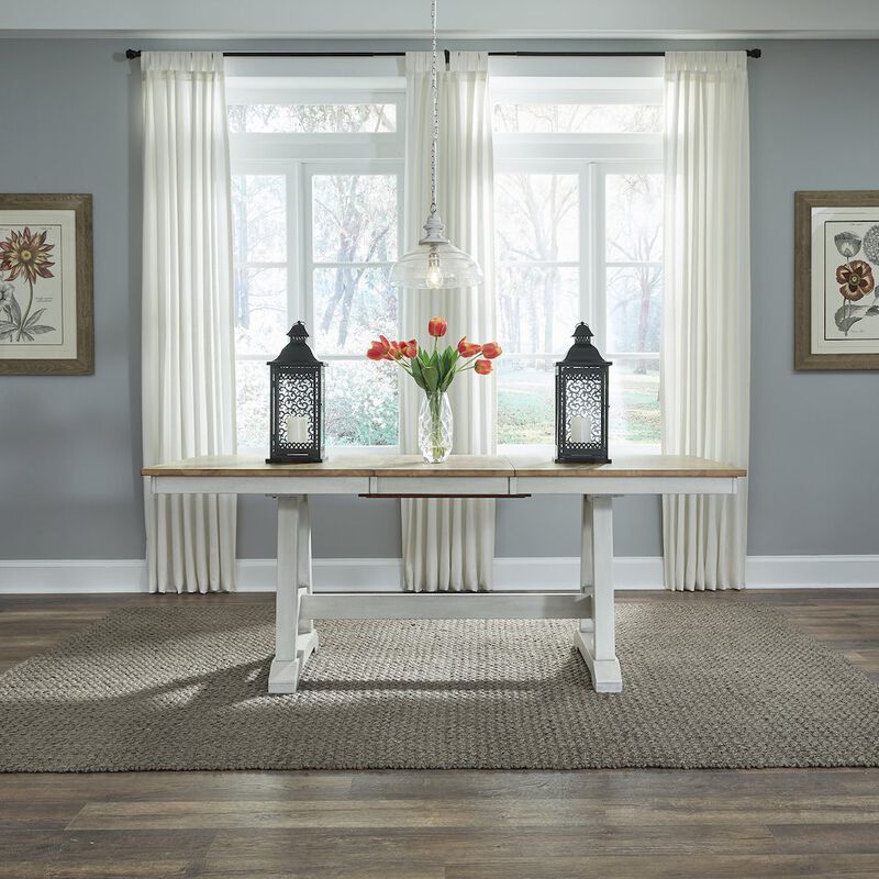 Liberty Furniture Lindsey Farm Trestle Table in Rubberwood Solids & Veneers w/ MDF image number 2