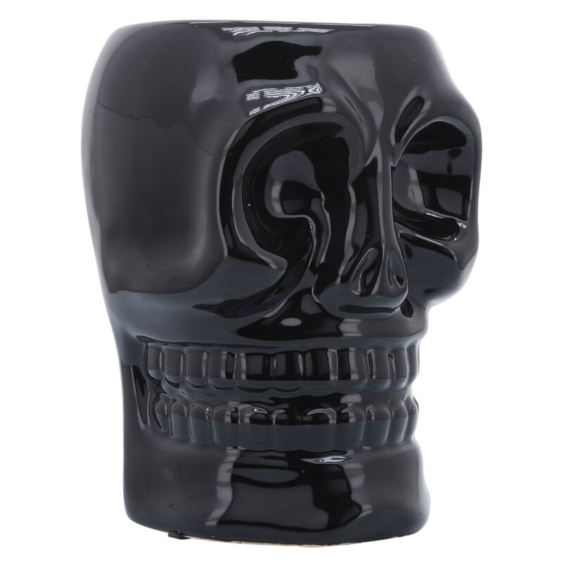 Cer, 6" Skull Vase, Black image number 2