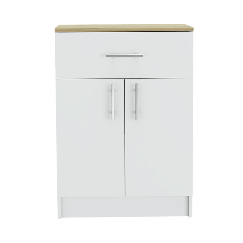 DEPOT E-SHOP Barbados Pantry Cabinet, One Drawer, Two Interior Shelves, White / Light Oak