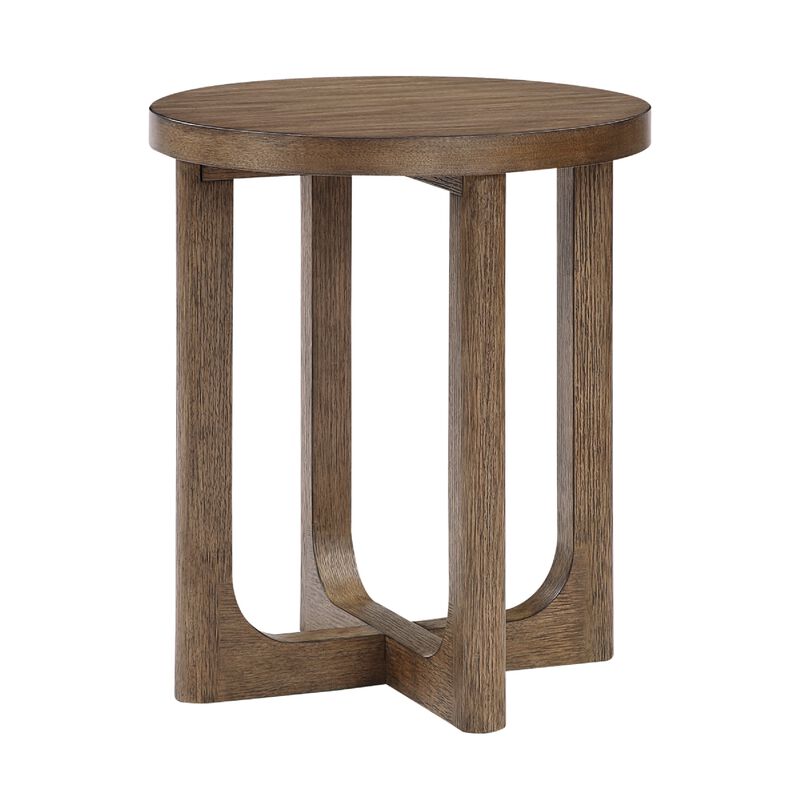 Bly Side End Table, Round Top, X base, Transitional Light Brown 20 Inch image number 0