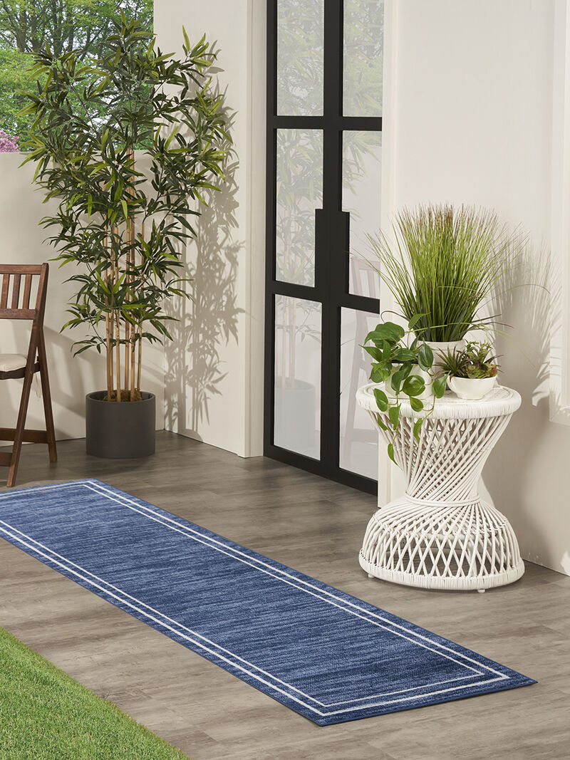 Nourison Essentials NRE02 Navy/Ivory 2' x 6' Rug image number 1